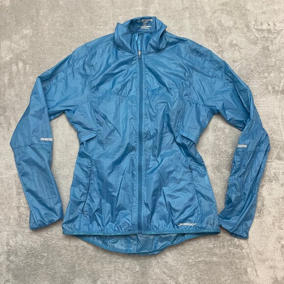 Brooks Running Windbreaker Jacket M Bright Blue Shelter Technology - Picture 1 of 8
